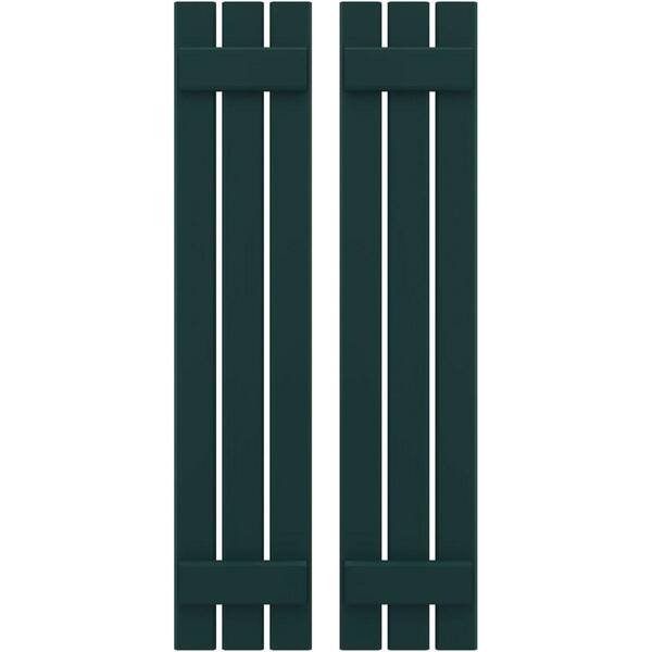 Ekena Millwork 11-1/2 in. W x 38 in. H Americraft 3 Board Exterior Real Wood Spaced Board and Batten Shutters Thermal Green