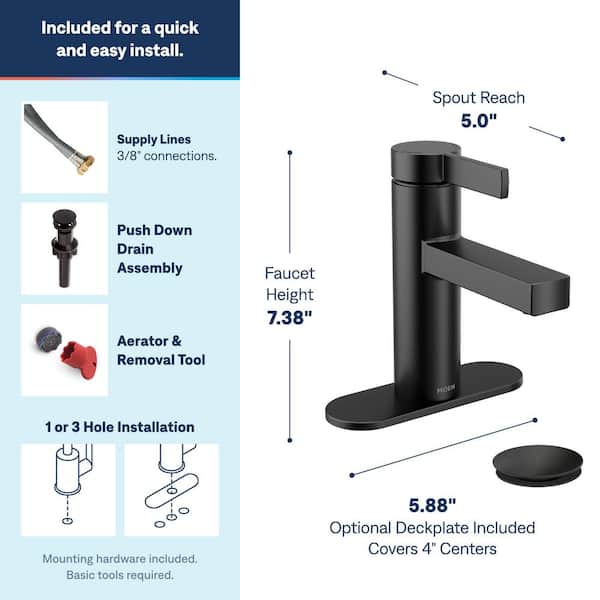 MOEN Beric Single Hole Single Handle Bathroom Faucet in Matte
