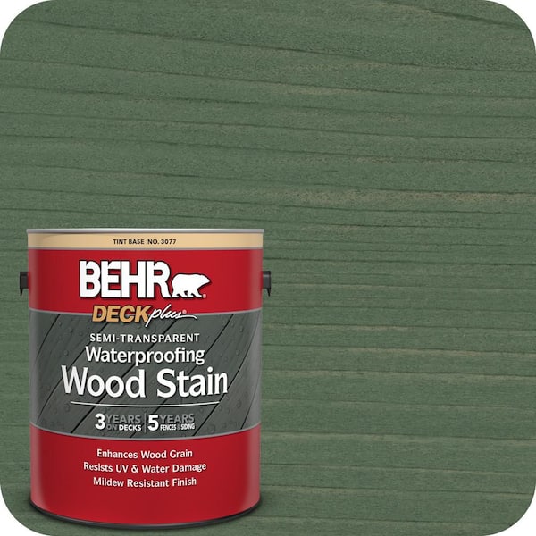 BEHR DECKplus 1 gal. #ST-126 Woodland Green Semi-Transparent Waterproofing Exterior Wood Stain
