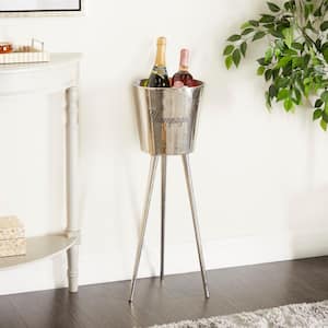 Gray Aluminum Tall Floor Champagne 3 Bottles Ice Bucket