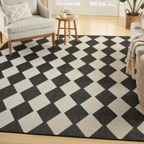 Positano Black 5 ft. x 7 ft. Diamond Contemporary Area Rug
