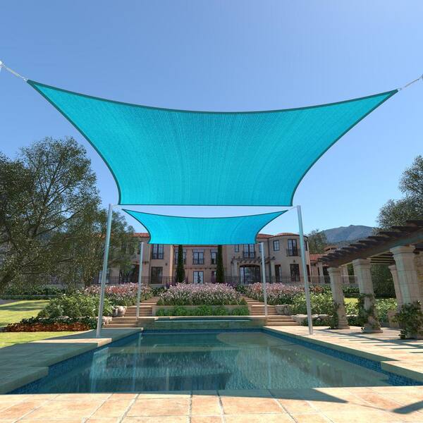 COLOURTREE 14 ft. x 18 ft. 190 GSM Turquoise Rectangle Sun Shade