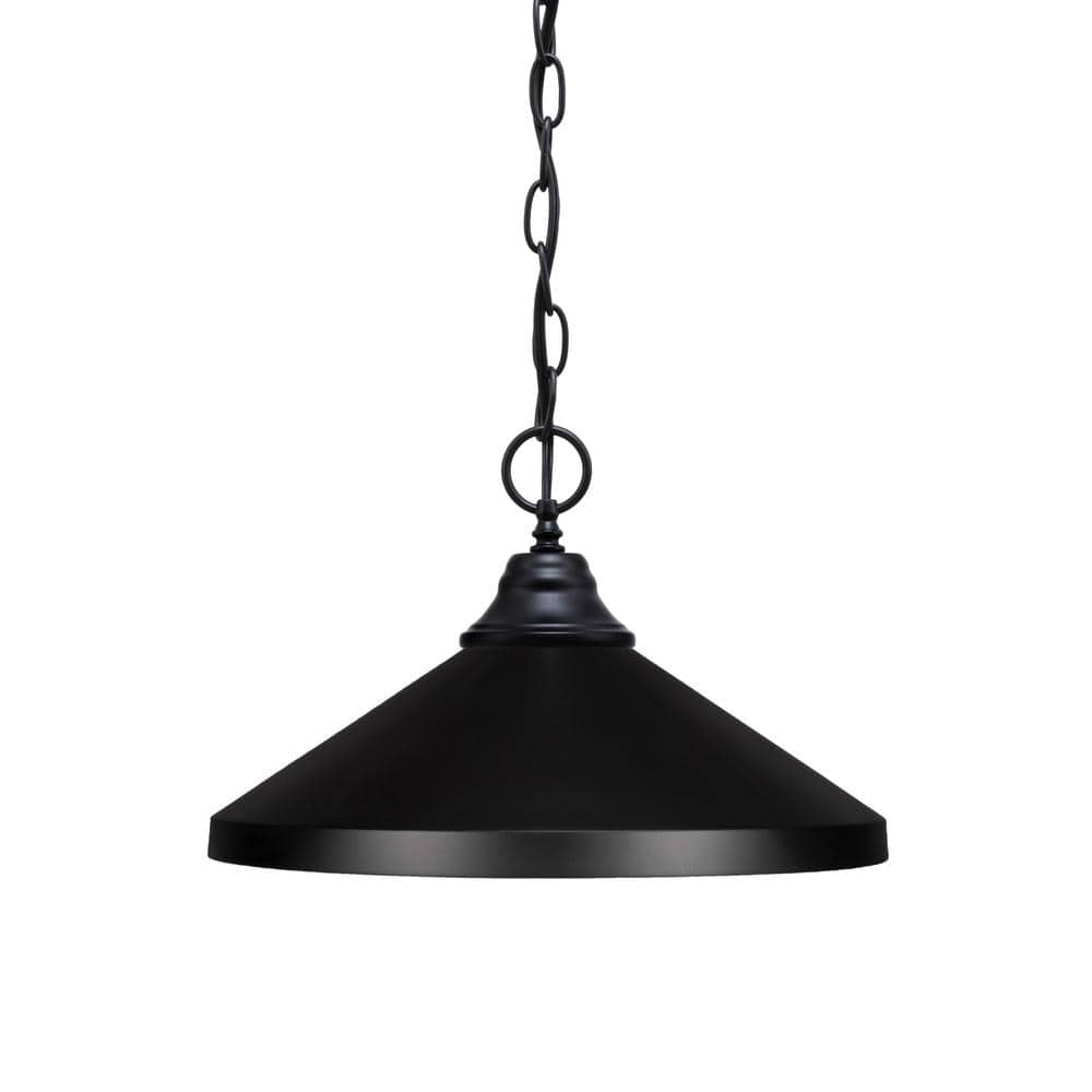 Kingston 100-Watt 1 Light Matte Black Finish Shaded Pendant Ligth with 14 i