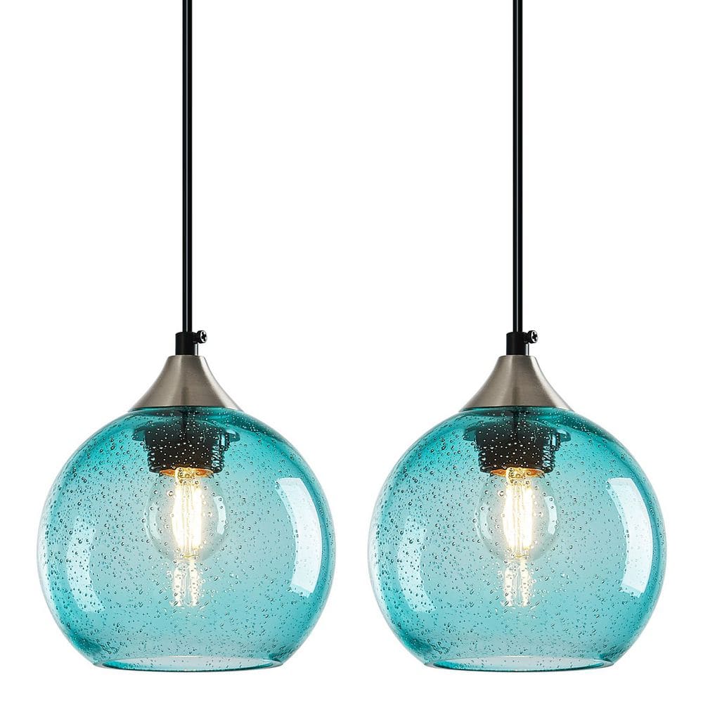 Home Lighting ‎60 Watts 1 Light 5. 9in Light Blue Glass Pendant Light for Living Room, No Bulbs Included, 2Pack price history on PriceWatchPro