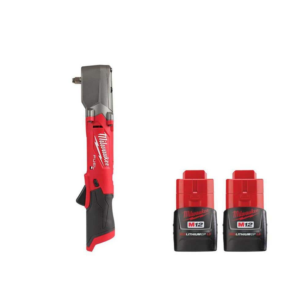 M12 FUEL 12V Lithium-Ion Brushless Cordless 3/8 in. Right Angle Impact Wrench With 1.5 Ah Battery Pack (2-Pack) -  Milwaukee, 2564-20-2411