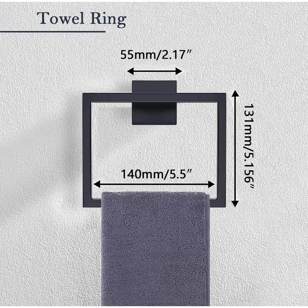 Matte Black 5-Piece Stainless Steel Bathroom Hardware Set