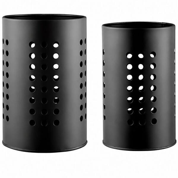 Black Stainless Steel Utensil Holder Set of 2 for Countertop Kitchen Organization