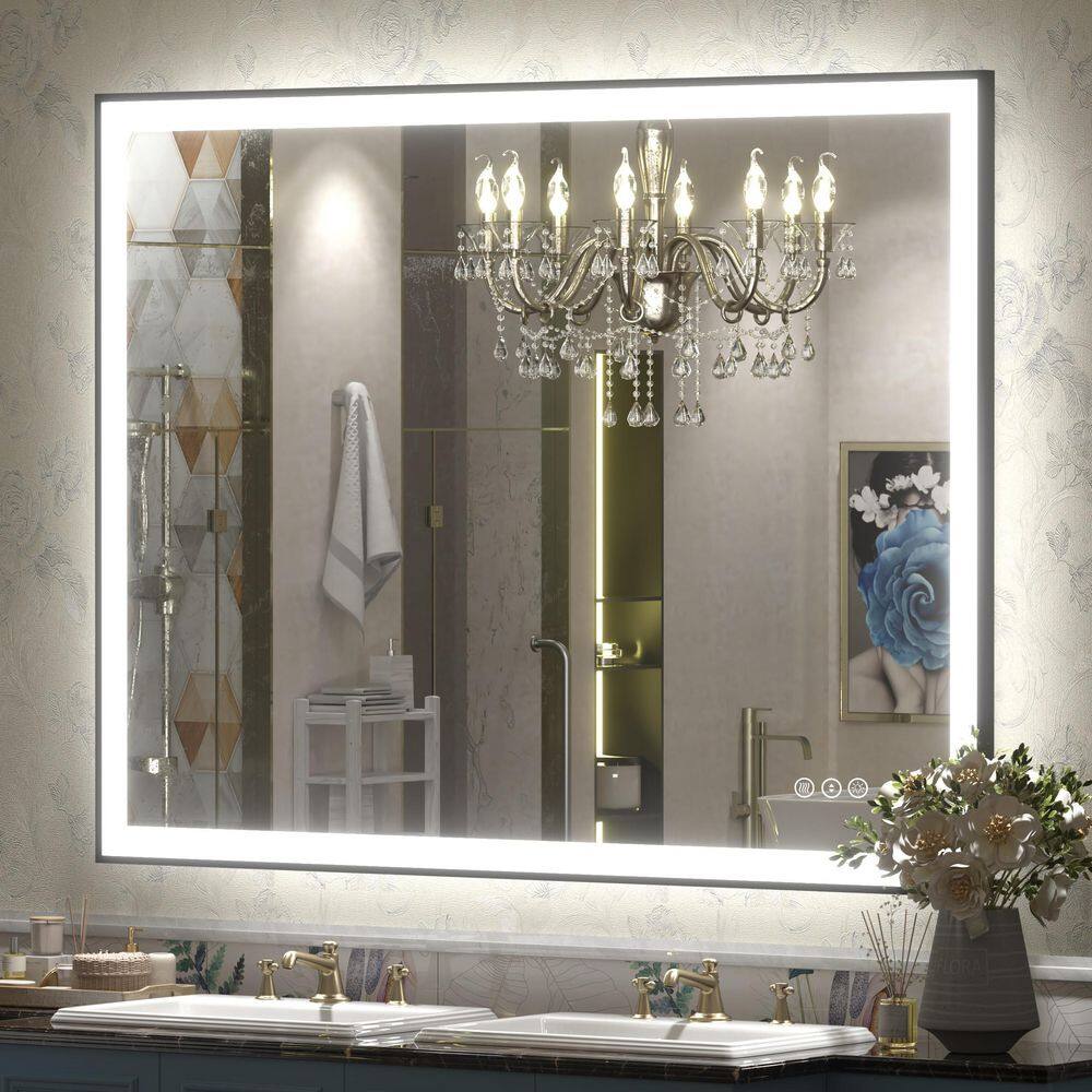 51 in.W x 40 in.H Rectangular Framed UL Certified Front and Back LED Anti-Fog Tempered Glass Wall Bathroom Vanity Mirror price history on PriceWatchPro