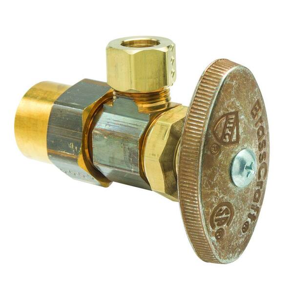 BrassCraft 1/2 in. CPVC Inlet x 3/8 in. Compression Outlet Rough Brass Multi-Turn Angle Valve with Metal Handle (5-Pack)