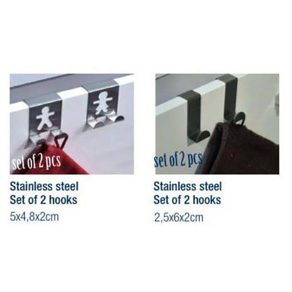 Stainless Steel Silver Over Cabinet Door Hooks Set