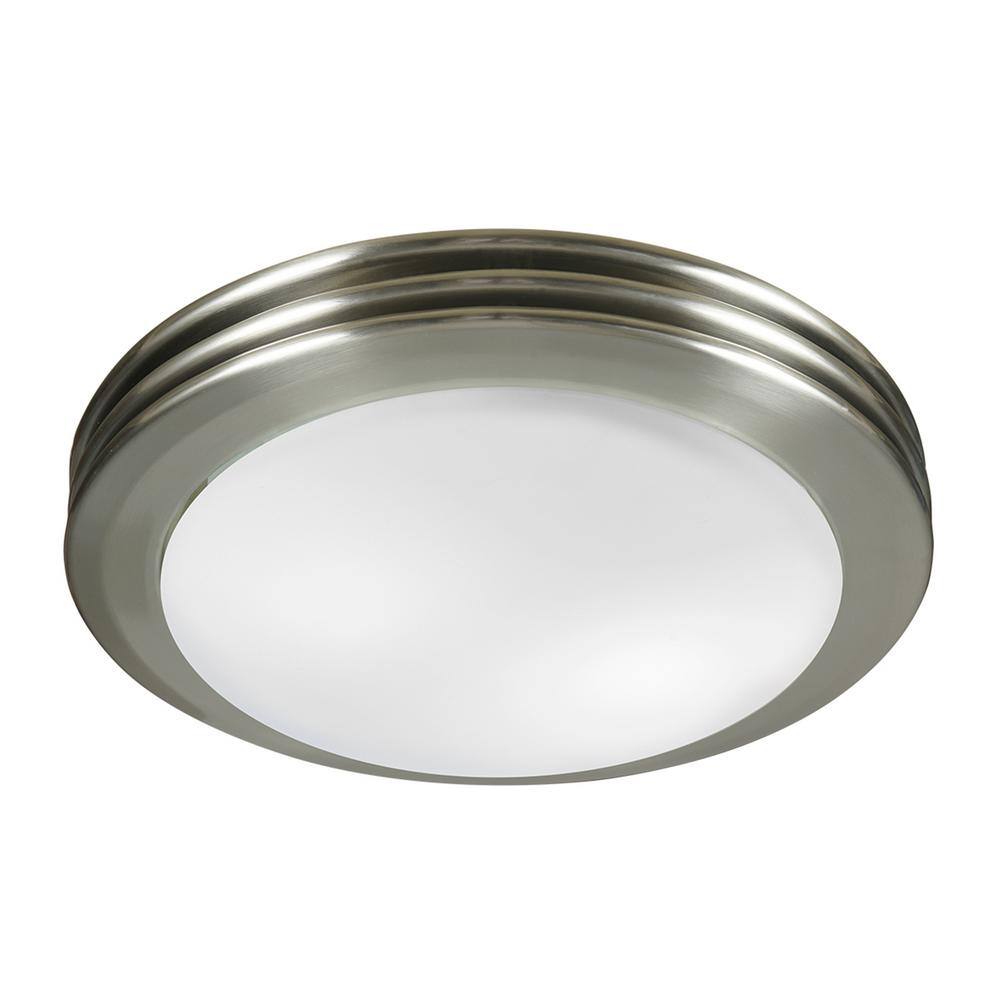 Brushed Nickel Frosted Glass Bathroom Exhaust Fan with Light