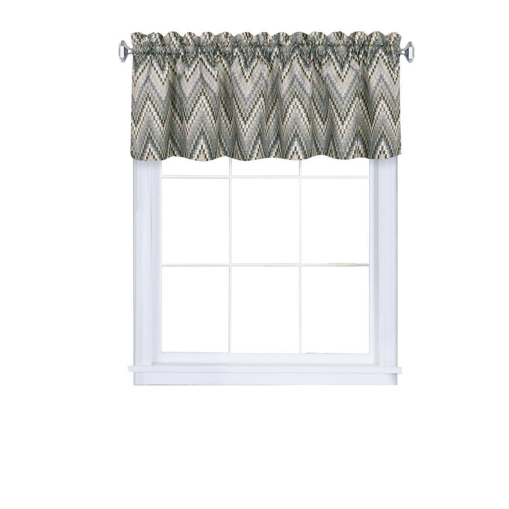 Charcoal Chevron Polyester Rod Pocket Valance, 58"x14"