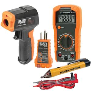 Multimeter, Infrared Thermometer, Non-Contact Voltage Tester, and Outlet Tester Tool Set