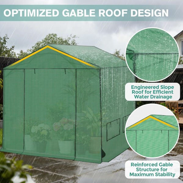 COOS BAY 10 ft. x 10 ft. Pop-Up Walk-in portable Greenhouse for