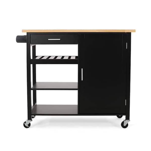 ANTFURN Black Kitchen Cart with Drawers;Shelf;Wheels