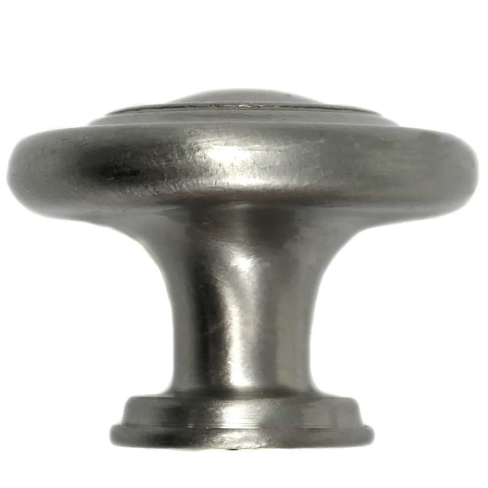Nantucket Satin Pewter Round Metal Knob with Mounting Hardware