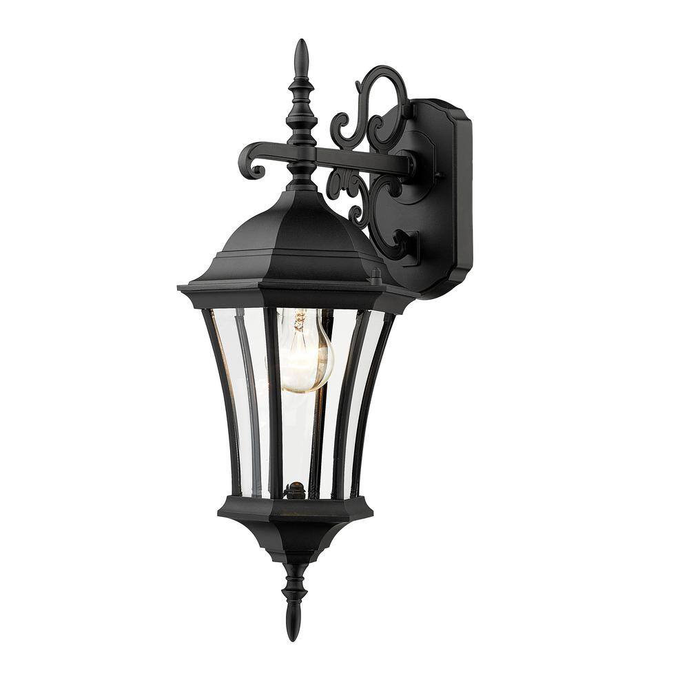Wakefield Black Outdoor Hardwired Lantern Wall Sconce with No Bulbs Include