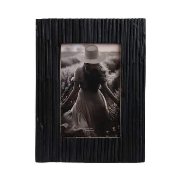 4 in. x 6 in. Black Wood Rectangle Jagged Photo Frame