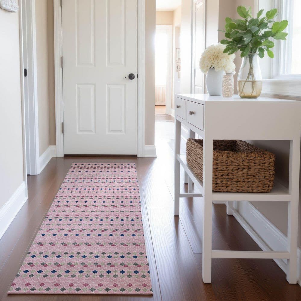 Mayfield Premium Machine Washable Abstract AMF1408 Pink 2 ft. 3 in. x 7 ft. 6 in. Runner Rug price history on PriceWatchPro
