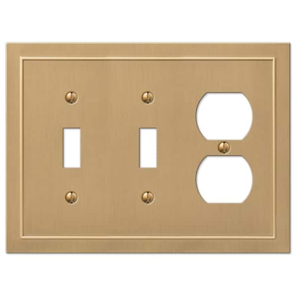 AMERELLE Bethany 3 Gang 2-Toggle and 1-Duplex Metal Wall Plate - Brushed Bronze