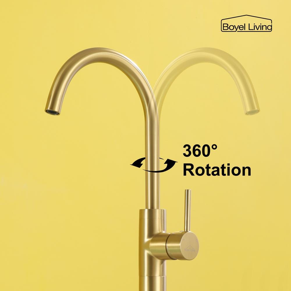 Brushed Gold Brass Freestanding Tub Filler with Diverter