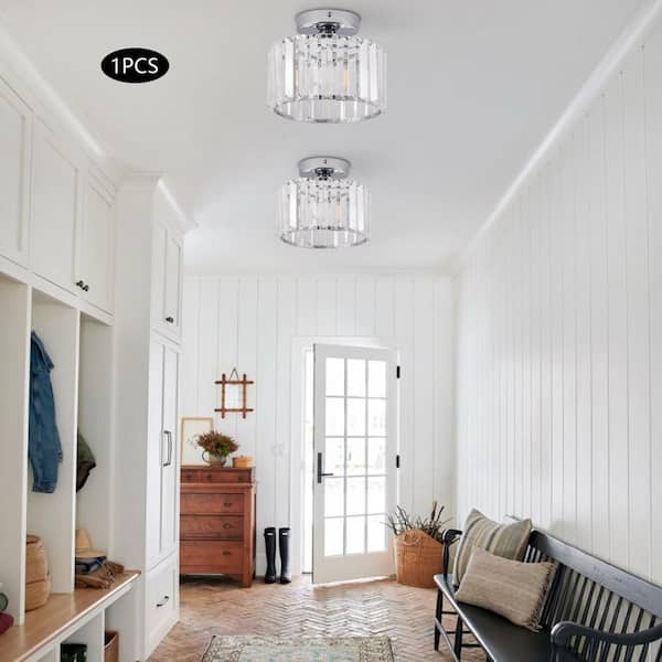 OUKANING 8.26 in. 1 Light Silver Modern Semi-Flush Mount Ceiling