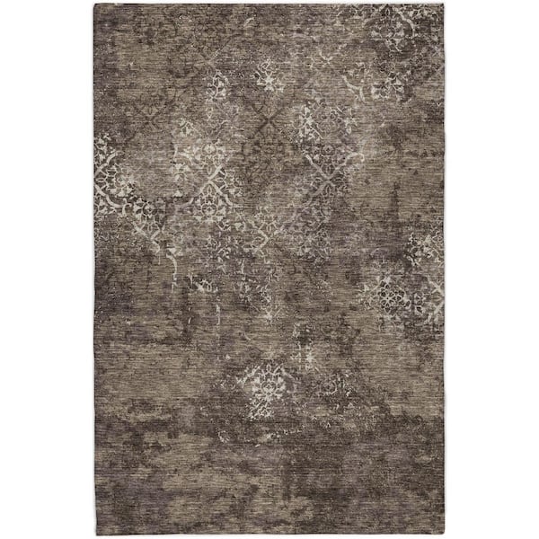 Dream Shag Premium Machine Washable Abstract ADS769 Fudge 9 ft. x 12 ft. Area Rug