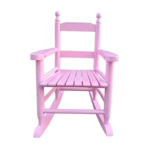 Children's Durable Light Pink Wood Indoor or Outdoor Rocking Chair -Suitable for Kids