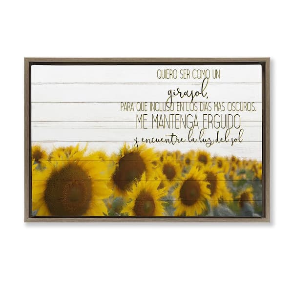 Stupell Industries To Be a Sunflower by Kim Allen Brown Floater Frame Typography Graphic Art Print 21 in. x 31 in.