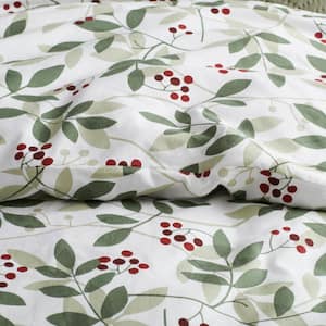 Company Cotton Berries and Leaves Velvet Flannel Sheet Set