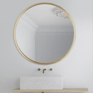 Round Gold Bathroom Metal Framed Decorative Wall Mirror ( 30 in. H x 30 in. W )