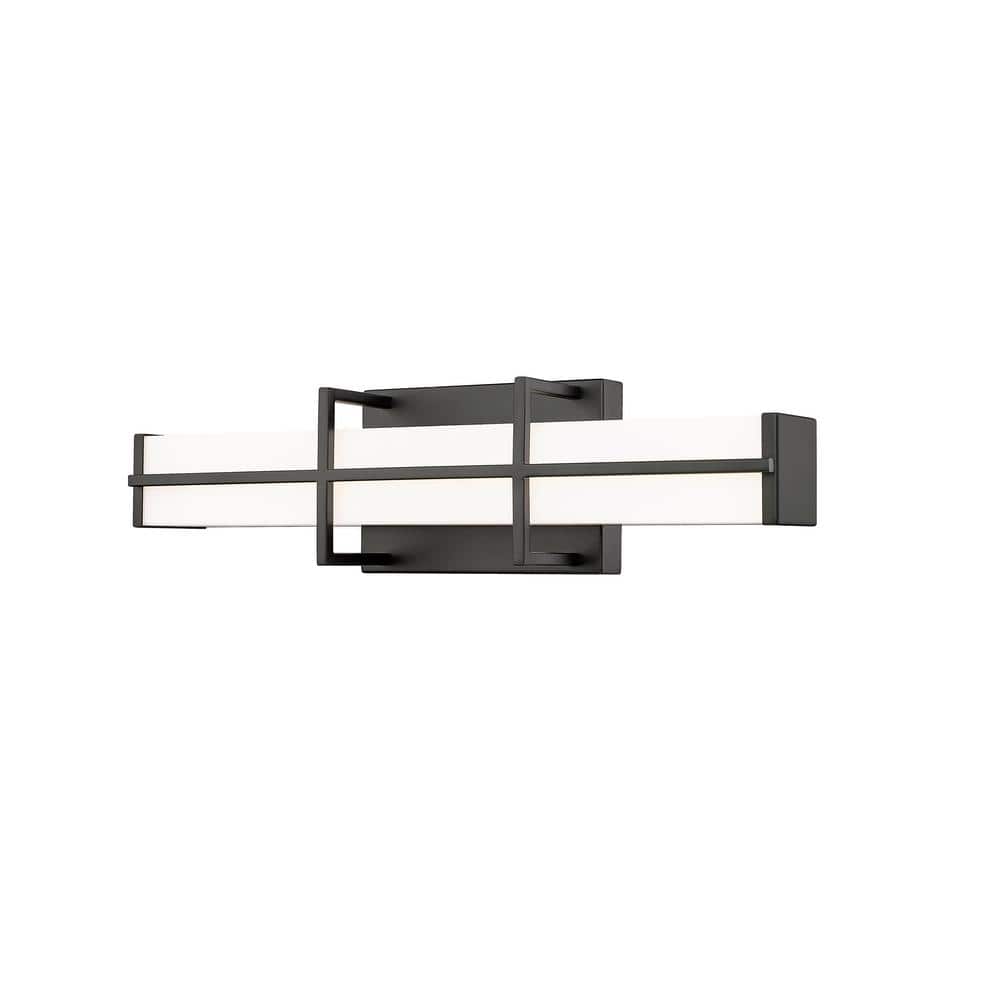 Harrison 18 in. Matte Black Integrated LED Vanity Light with Frosted Plasti