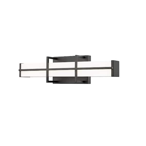 Unbranded Harrison 18 in. Matte Black Integrated LED Vanity Light with Frosted Plastic Shade