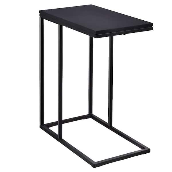 Costway 19 in. Black Rectangle Glass End Table