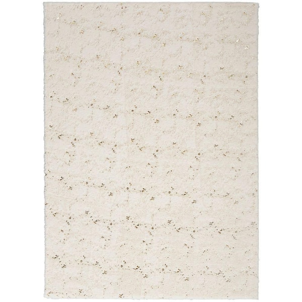Cozy Shimmer Ivory 8 ft. x 10 ft. All-over design Contemporary Area Rug