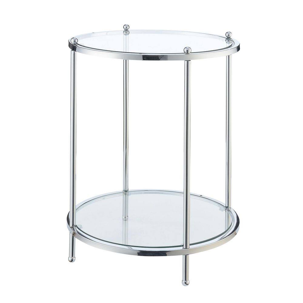 Royal Crest 18 in. Chrome Standard Height Round Glass Top End Table - thumbnail 8