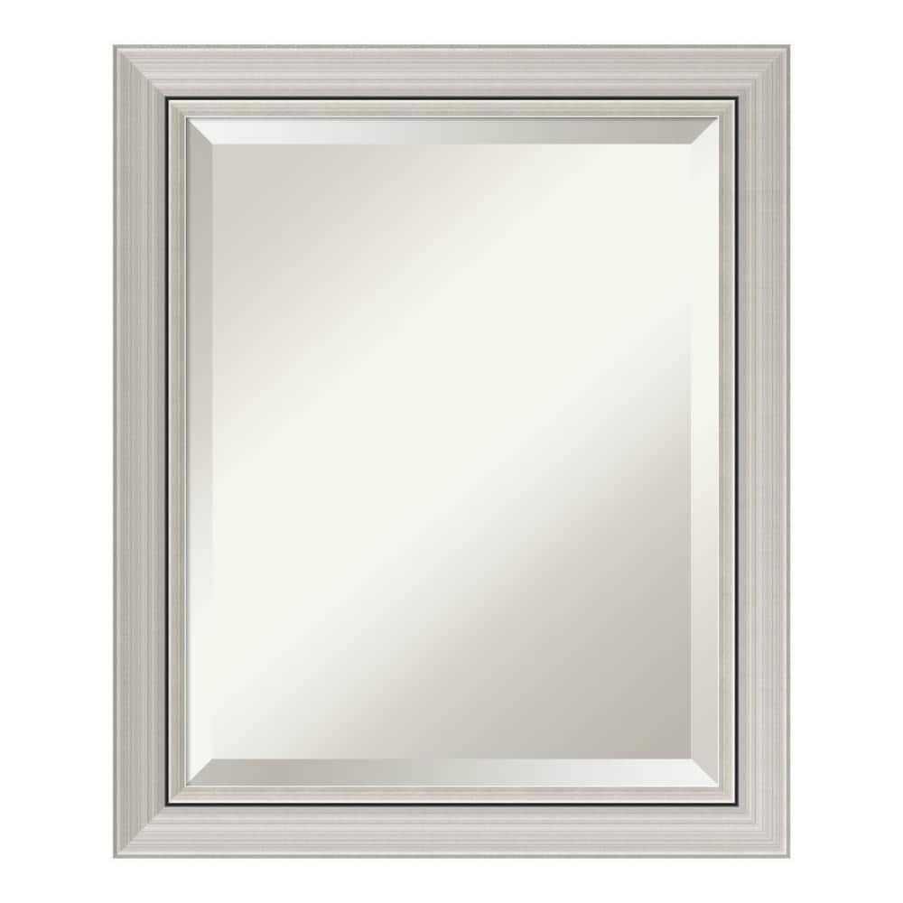 Romano Silver Narrow 19.75 in. x 23.75 in. Beveled Rectangle Wood Framed Ba