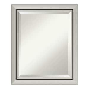 Romano Silver Narrow 19.75 in. x 23.75 in. Beveled Rectangle Wood Framed Bathroom Wall Mirror in Silver