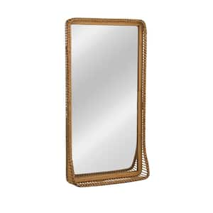 20.47 in. W x 39.37 in. H Rectangular Rattan and Bamboo Handwoven Natural Decorative Mirror with Shelf