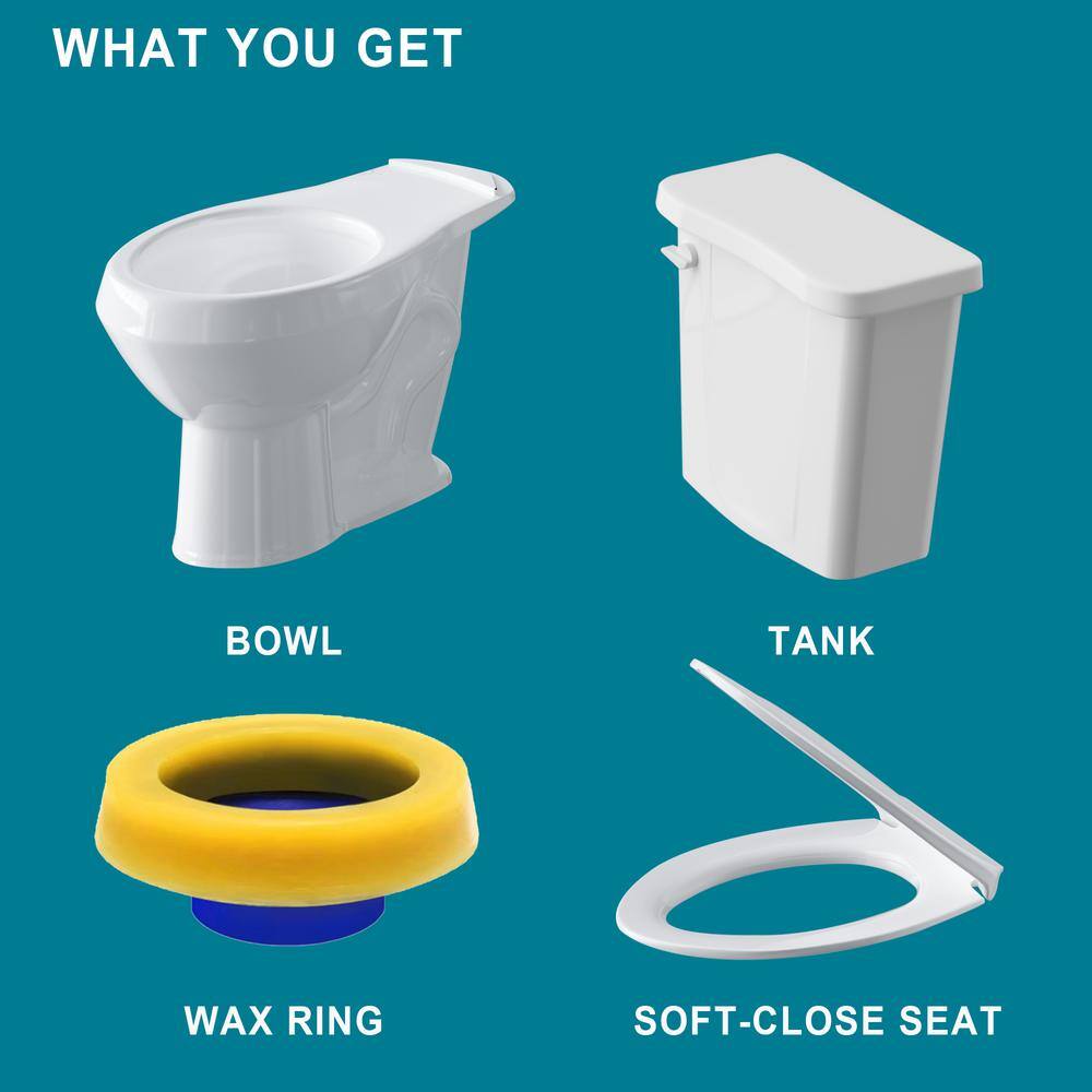 19" White Vitreous China Dual Flush Round Two-Piece Toilet