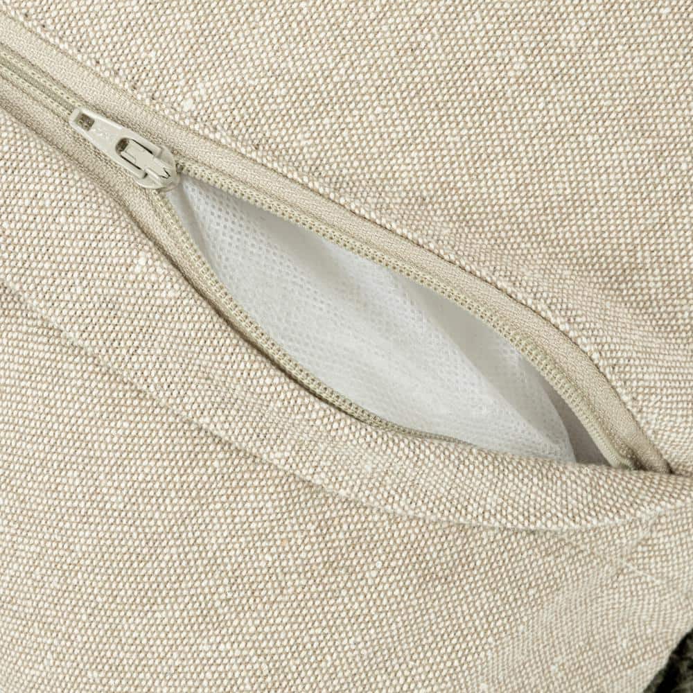 Green Cotton Square Throw Pillow with Zipper Closure