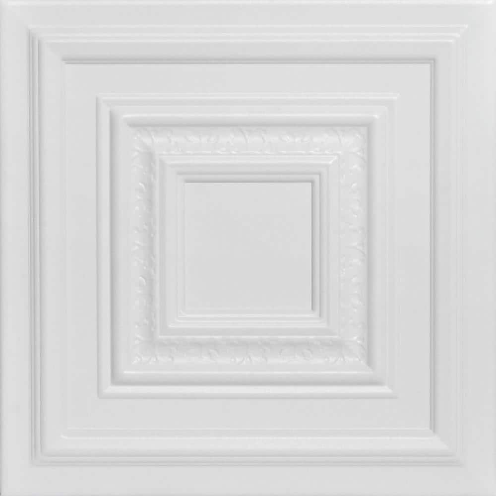 A La Maison Ceilings Chetsnut Grove White Heron 1.6 ft. x 1.6 ft ...