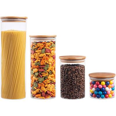 4-Piece Airtight Glass Kitchen Canisters with Bamboo Lids