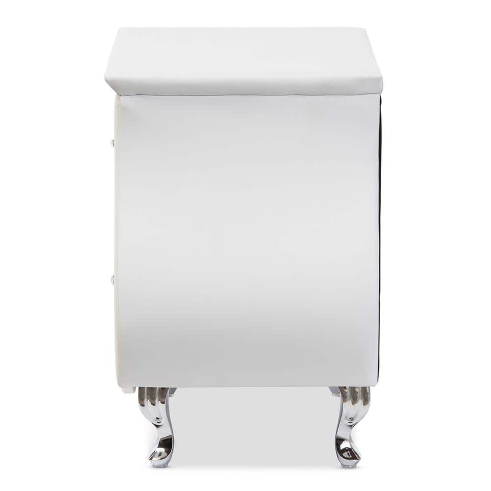 Erin Contemporary White Faux Leather 2-Drawer Nightstand