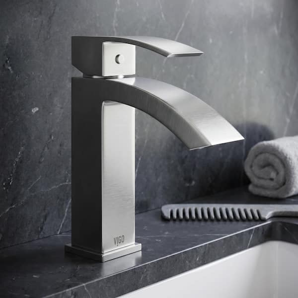 Satro Single Handle Single-Hole Bathroom Faucet in Brushed Nickel