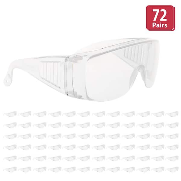 BISON LIFE Clear Diamont Vented Over Clear Safety Glasses, Anti-Scratch (72-Pairs)