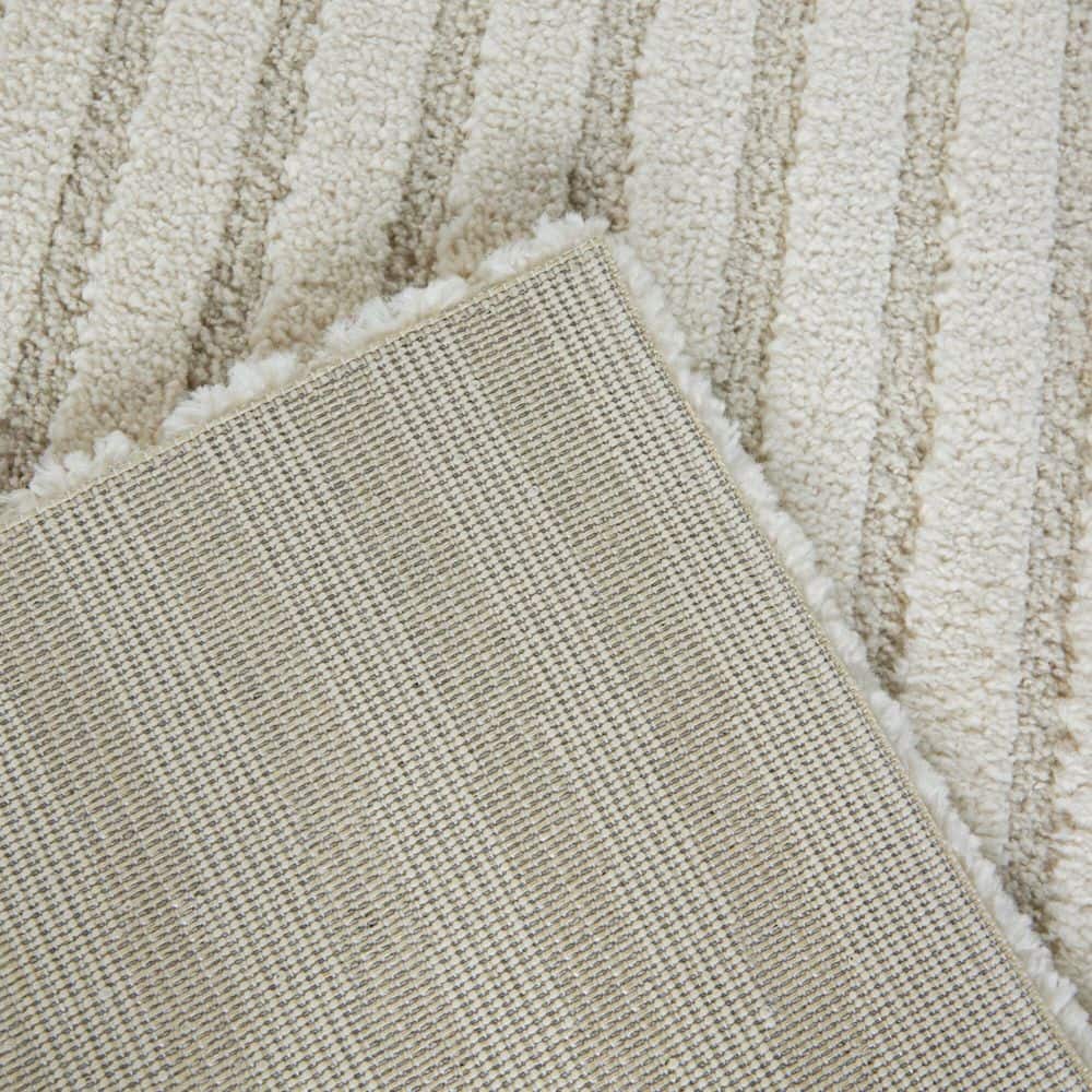 Rectangular 9' x 12' Cream Synthetic Stain-Resistant Rug