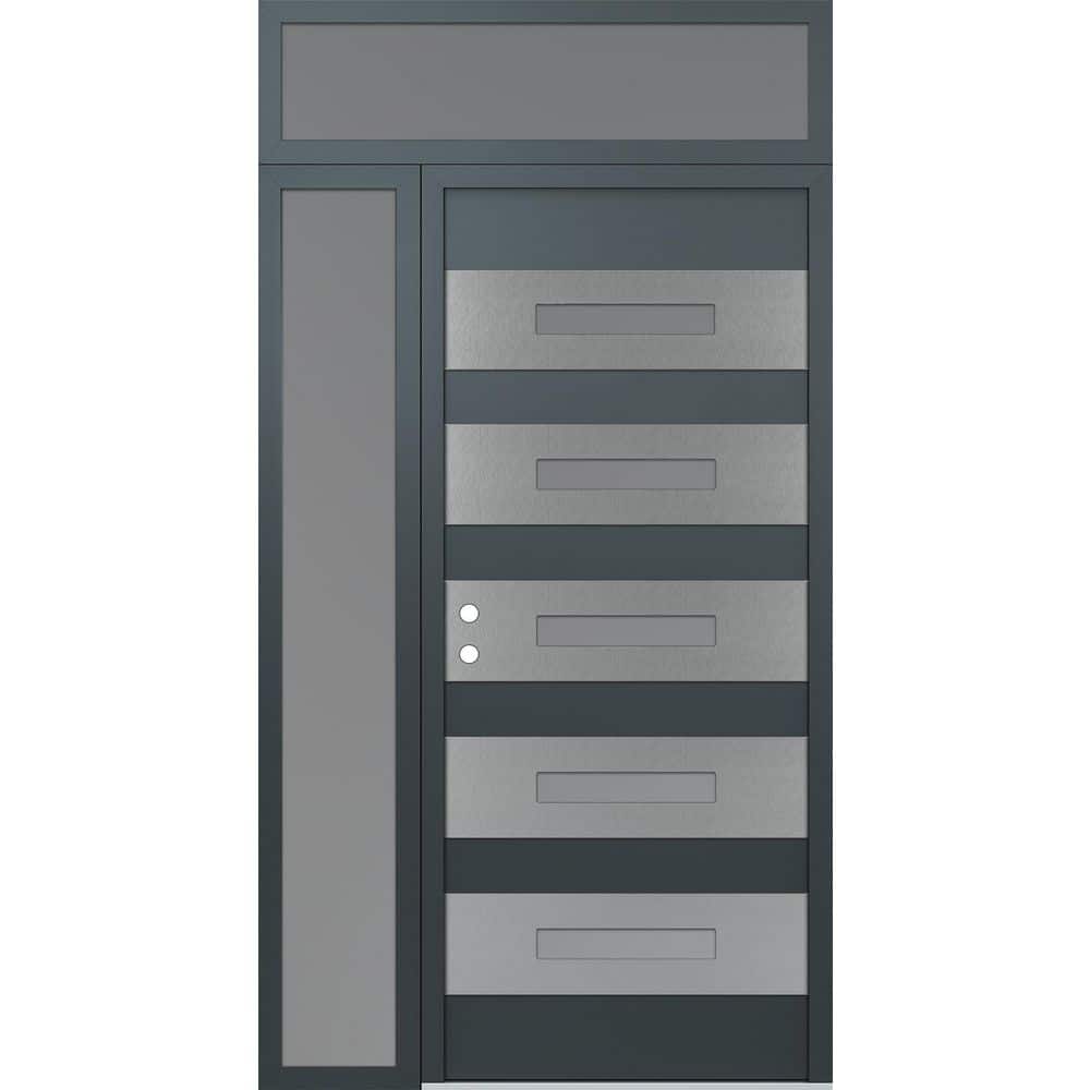 D9 52 in. x 96 in. Silver P Right-Hand/Inswing Frosted Glass Anth/Anth Sidelite + Transom Steel Prehung Front Door price history on PriceWatchPro