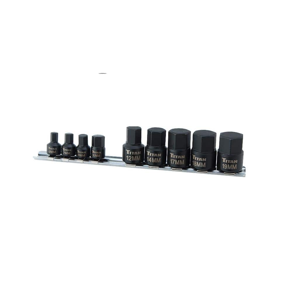 UPC 802090161414 product image for TITAN Stubby mm Hex Bit Socket Set (9-Piece) | upcitemdb.com