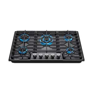 30 in. 5 Burners Recessed Gas Cooktop in Black Stainless Steel with Flameout Protection, 11K, 9.5K, 6K, 3.4K BTU